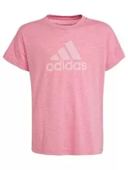 Image of adidas Future Icons Junior Girls Badge Of Sport Short Sleeve T-Shirt - Light Pink, Size 9-10 Years, Women