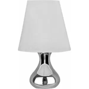 Image of Premier Housewares White Fabric Table Lamp With White Shade/ Chrome Abstract Shaped Base Stand/ Desk / Reading / Office Lamps With Modern Look 22 x