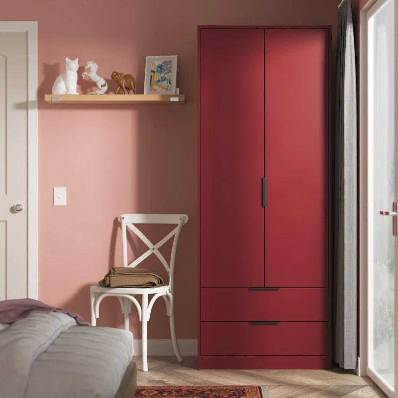 Image of Havana Ready Assembled 2 Door 2 Drawer Wardrobe in Red Matt - Welcome Furniture TJ Hughes 5056812212341