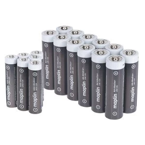 Image of Maplin Extra Long Life Hi Performance Alkaline Batteries Box of 12x AA+ 6x AAA