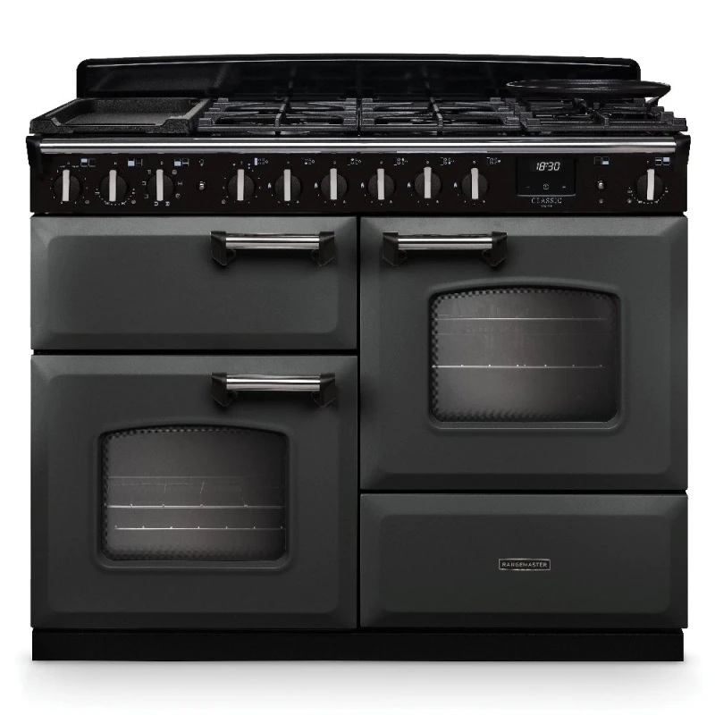 Image of Rangemaster CLDLO110DFPSLT/CM1 Classic Deluxe OC 110cm Dual Fuel Range Cooker Chrome Trim 14708 - SLATE CLDLO110DFPSLT/CM1