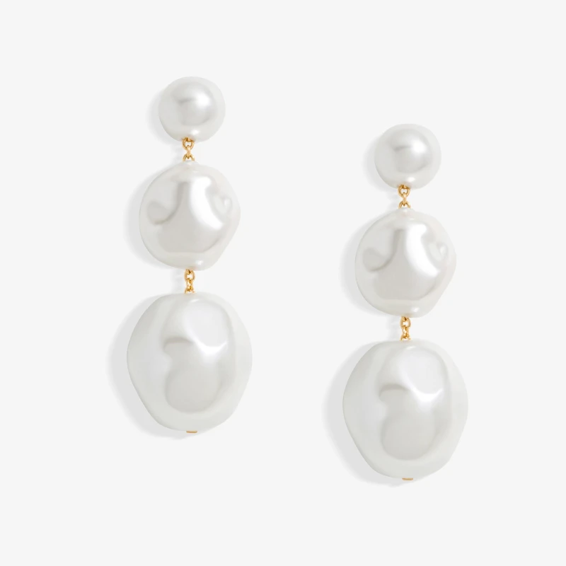 Image of Mood Silver Pearl Graduated Linear Drop Earrings Jewellery Sets One Size Silver 72223211000