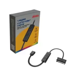Image of AKASA Vegas Controller Mate Addressable RGB Controller Cable SATA 15-Pin (M) to 3-Pin 5V ARGB Connector (M) 0.4m Black 3 Button Contoller Fully Custom