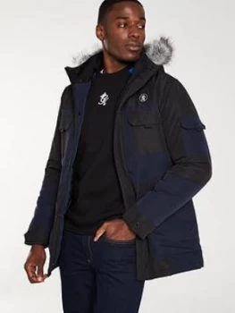 Image of Gym King Aubry Parka Jacket - Navy/Black