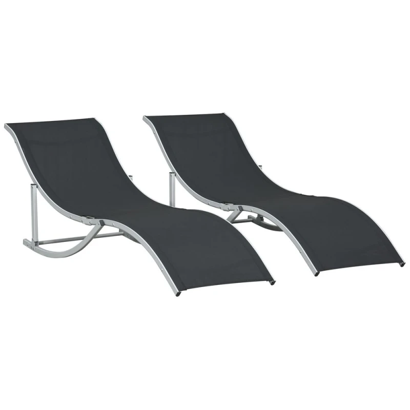 Image of Outsunny 2pk Zero Gravity Lounge Chair Recliners - Black 84B-540BK