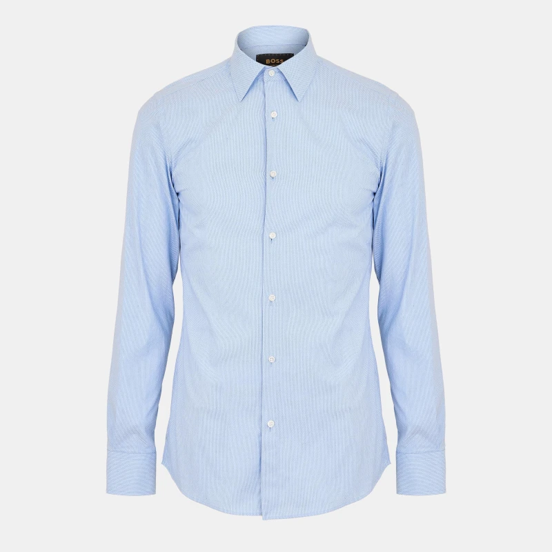 Image of Boss Mens Plain Long-Sleeve Shirt Light/Blue male 15.7 In 40