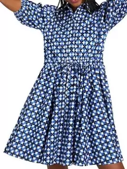 Image of Kate Spade New York Patio Tile Shirtdress - Cream/Blazer Blue