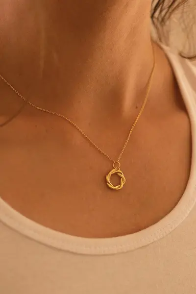 Image of Elk & Bloom 14K Gold Circle Necklace Gold
