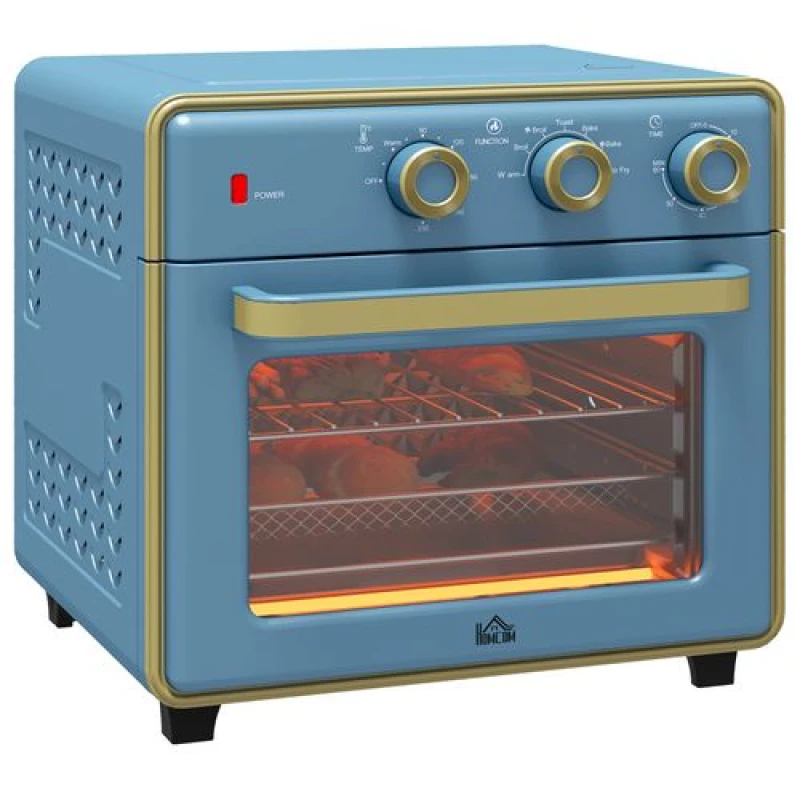 Image of HOMCOM 20L Mini Oven with Adjustable Temperature, 60 Min Time 1400W, Blue Blue