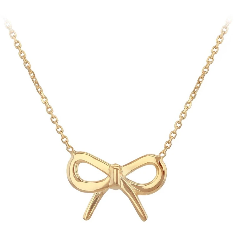 Image of Be You 9ct Gold Bow Adjustable Necklace Yellow Gold female 16-17in
