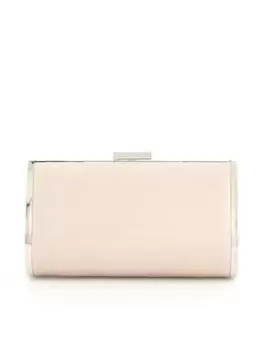 Image of Dune London Blaike Satin Slim Hard Case Clutch Bag - Taupe