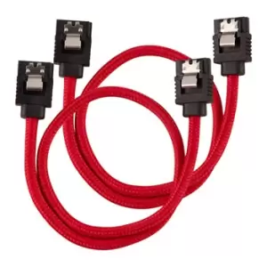Image of Corsair 30cm Red Premium Braided Sleeved SATA Data Cable