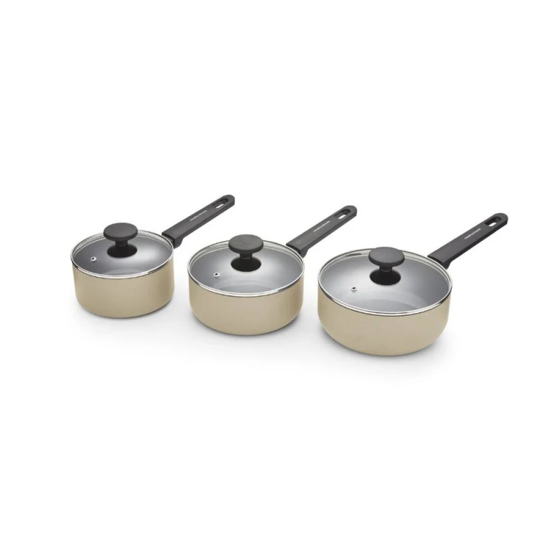 Image of Morphy Richards 3 Piece Recycled Aluminium Saucepan Set cream ONE SIZE
