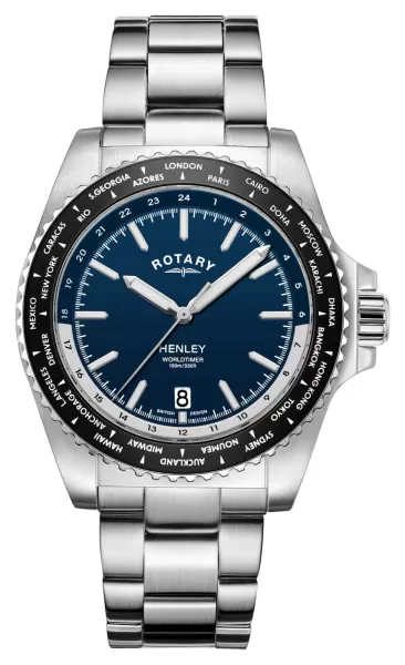 Image of Rotary GB05370/88 Henley World Time Blue Dial Watch
