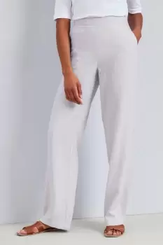 Image of Linen-Blend Straight Leg Trousers 27" (68.5cm) inside leg