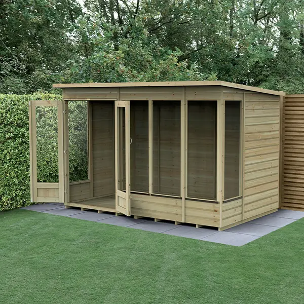 Image of 10' x 6' Forest Beckwood 25yr Guarantee Double Door Pent Summer House (3.11m x 2.05m)