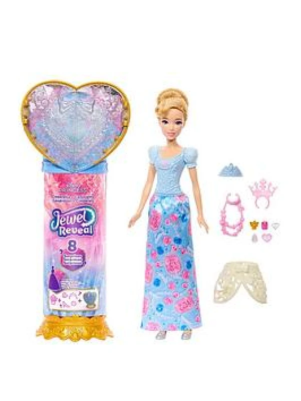 Image of Disney Princess Jewel Reveal Cinderella Fashion Doll w/ 8 Surprises Including Gem Box & Accessories
