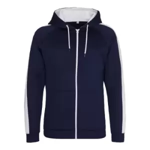 Image of AWDis Just Hoods Mens Contrast Sports Polyester Full Zip Hoodie (M) (Oxford Navy/Arctic White)