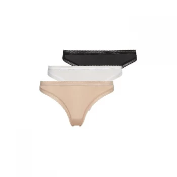 Image of Calvin Klein THONG 3PK - Black/Wht/Honey