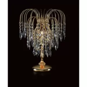 Image of Impex Shower 1 Light Gold Table Lamp With Heritage Prism Crystals