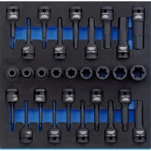 Image of Draper 28 Piece 1/2" Drive Impact Torx Hex Socket Set In Eva Insert Tray 1/2"