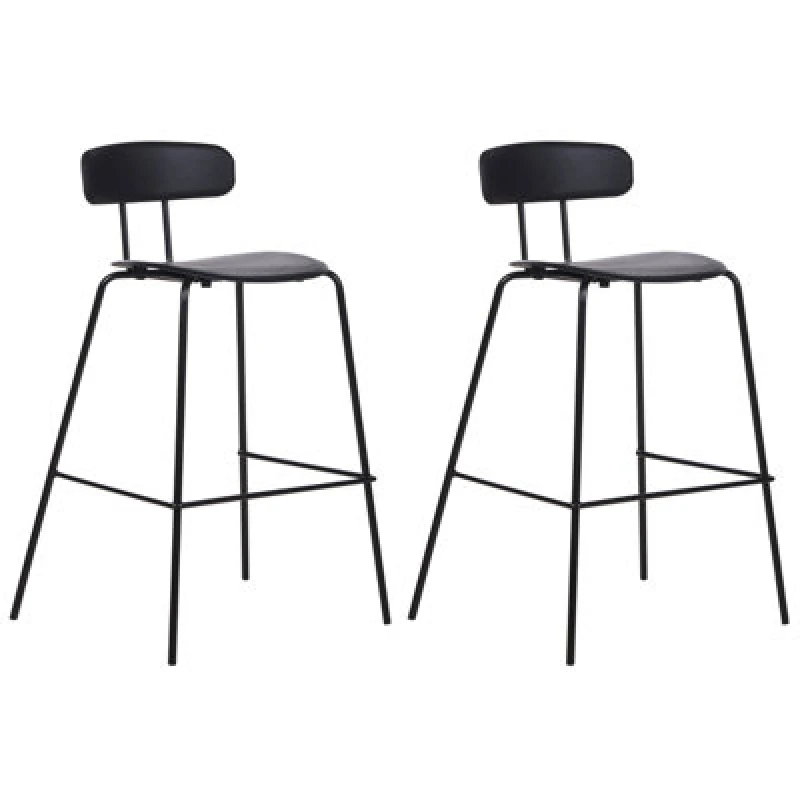 Image of Beliani Set Of 2 Bar Chairs Sibley Black