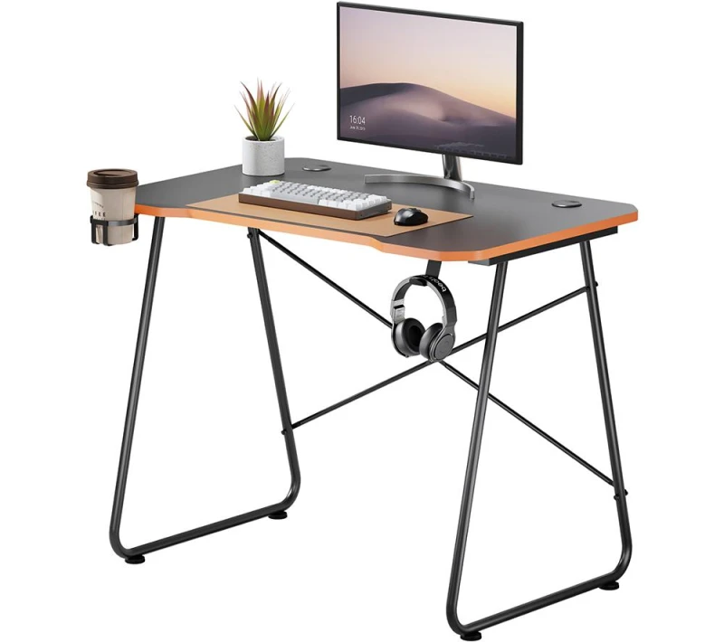 Image of ProperAV Computer Workstation Gaming Desk Black/Orange
