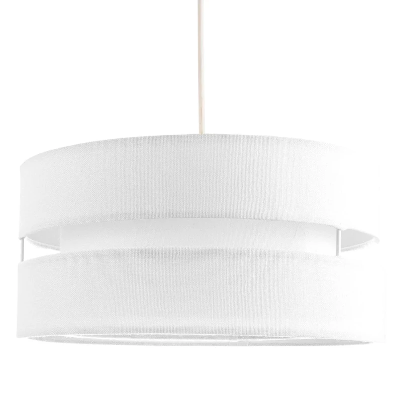 Image of Happy Homewares Contemporary Linen Fabric Triple Tier Ceiling Pendant Light Shade in White Size: 14" White Unisex 14"