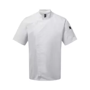 Image of Premier Unisex Adults Chefs Zip-Close Short Sleeve Jacket (M) (White)