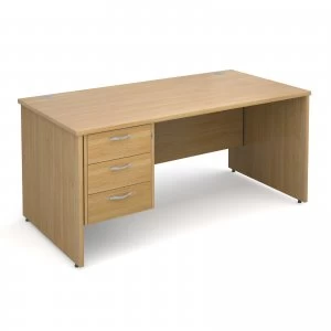 Image of Maestro 25 PL Straight Desk With 3 Drawer Pedestal 1600mm - OAK Panel