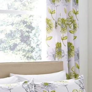 Image of Catherine Lansfield Banbury Floral Eyelet Curtains - Green