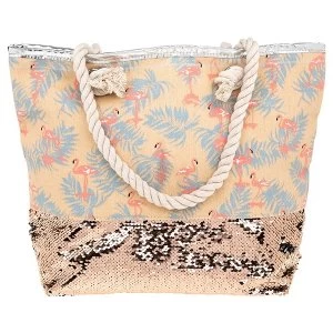 Image of Flamingo Gold Sequins Tote Bag