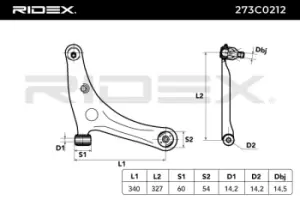 Image of RIDEX Suspension arm MITSUBISHI,SMART 273C0212 4013A135,4013A169,MN186217 4543300707,4543300907,4543301907