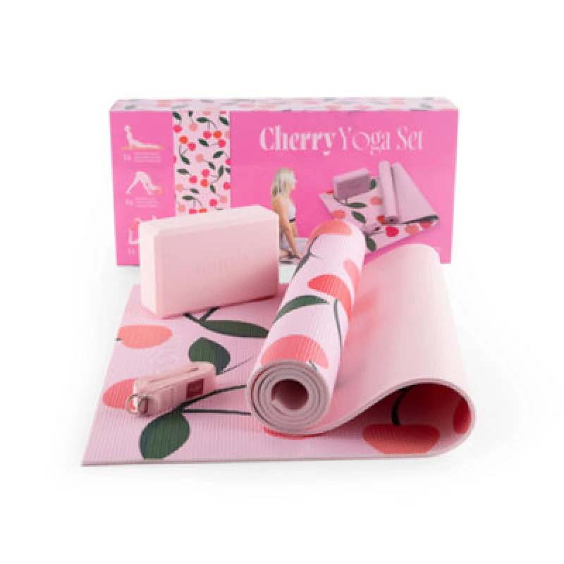 Image of Myga Complete Heart Cherry Design Yoga Set For Home Exercise
