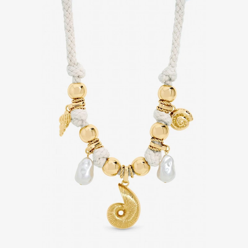 Image of Mood Gold Plated Statement Rope Shell Necklace Statement Necklaces One Size Gold 40063410000