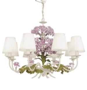 Image of ORTENSIA 8 Light Chandeliers with Shades Ivory, Fabric 68x53cm