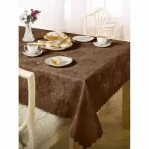 Image of Green & Sons Table Cloth Damask Rose 60 X 84" Oval Chocolate