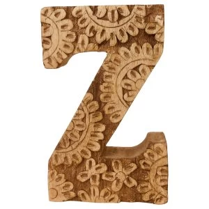 Image of Letter Z Hand Carved Wooden Flower