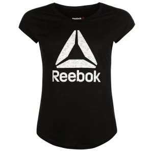 Image of Reebok Logo T Shirt Ladies - Black/White