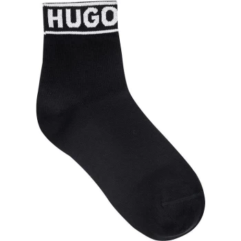 Image of HUGO 2 Pack Logo Quarter Socks - Black
