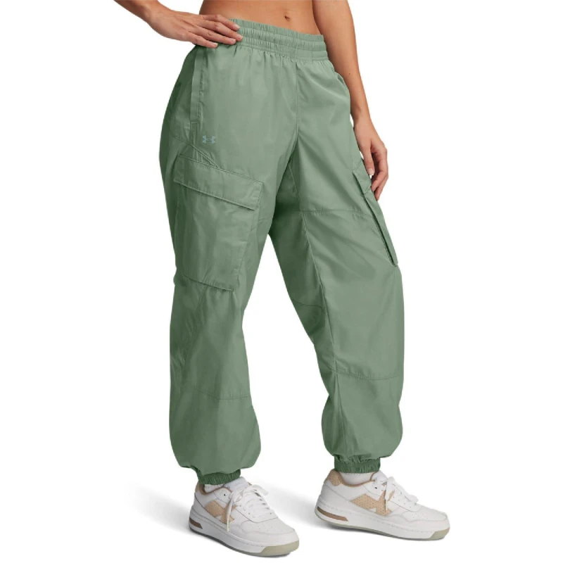 Image of Under Armour Unstoppable Woven Sheen Cargos Green female 16