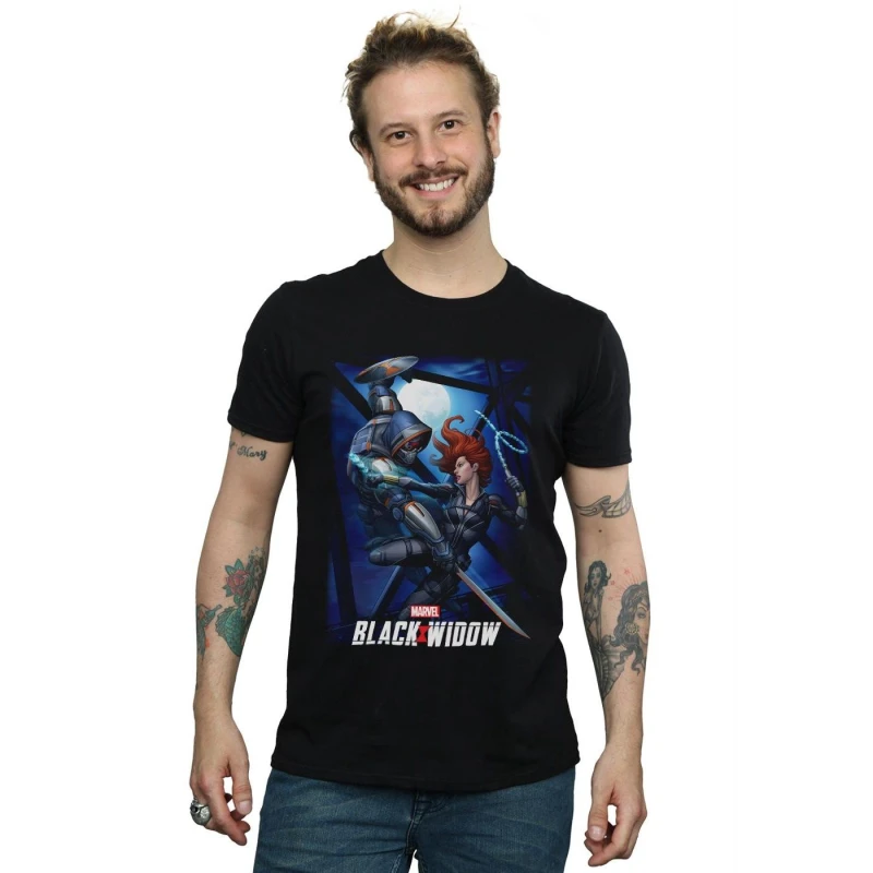 Image of Marvel Marvel Men Black Widow Movie Bridge Battle T-Shirt Size: Small Black S Male 5059400788259
