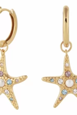 Image of Olivia Burton Starfish Sparkle Huggies Gold Earrings OBJSCE34
