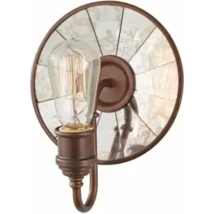 Image of Wall Light Exposed Lamp Round Glass Panels Astral Bronze LED E27 100W