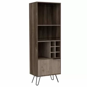 Image of Nevada Tall Bar Cabinet with Hairpin Legs, Oak