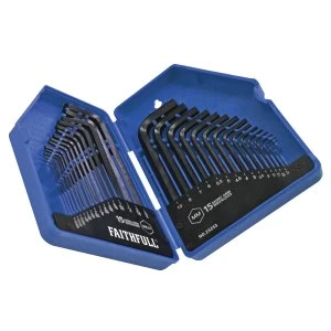 Image of Faithfull Hex Key Set of 30 Metric / Imperial (0.7-10mm 0.028-3/8in)