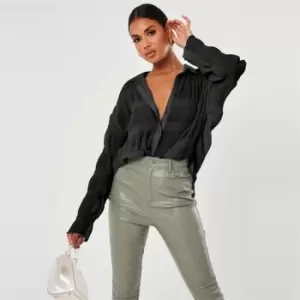Image of Missguided Crinkle Extreme Oversized Shirt - Black