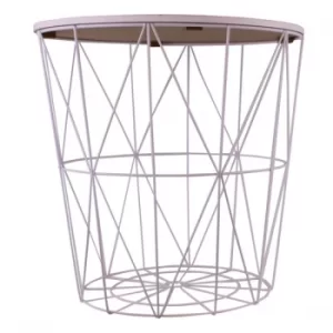 Image of Circular Geometric Side Table White & Marble Effect