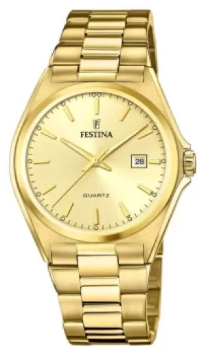 Image of Festina F20555-3 Mens Gold Tone Dial And Bracelet Wristwatch