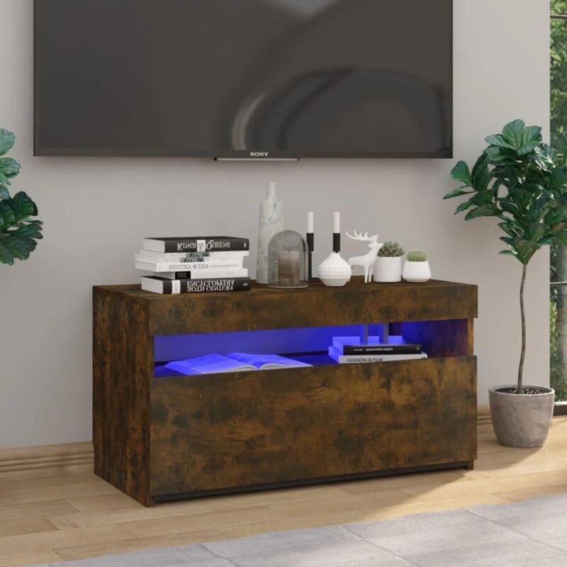 Image of VIDAXL TV Cabinet with LED Lights Smoked Oak 75x35x40cm Vidaxl 8720286931882